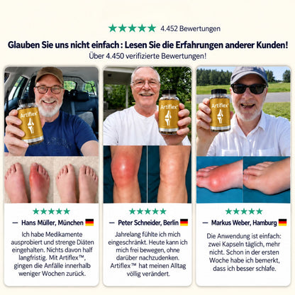 Artiflex™ | Lösen Sie Harnsäurekristalle auf und gewinnen Sie Ihre Bewegungsfreiheit in nur 48 Stunden zurück. - Science Factory DE