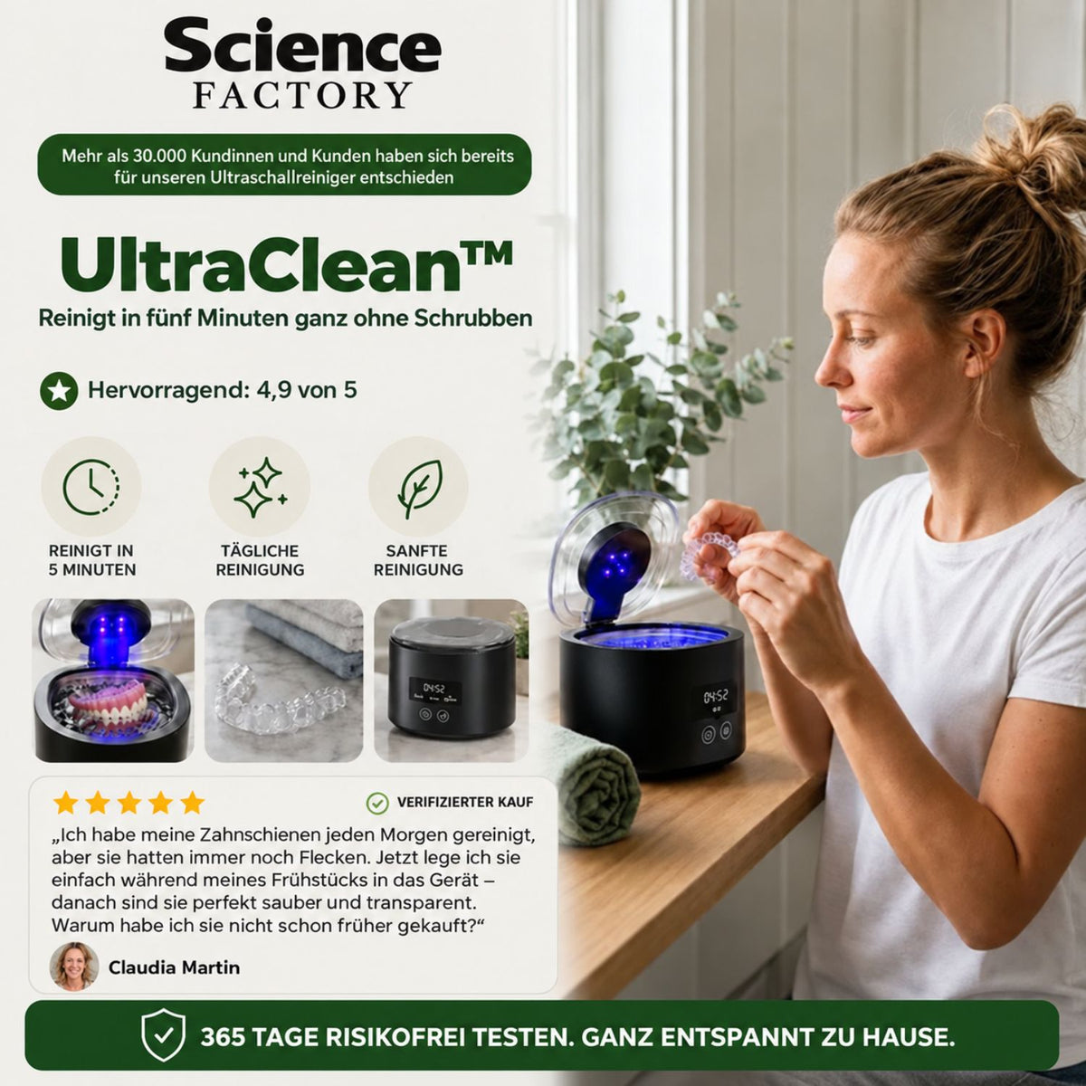 UltraClean™ | Reinigt Ihre Zahnschiene in nur 5 Minuten gründlich