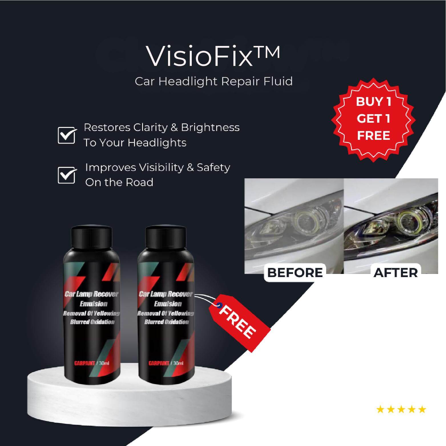 VisioFix™ Scheinwerfer-Reparaturflüssigkeit | Letzter Tag 1+1 GRATIS 🔥