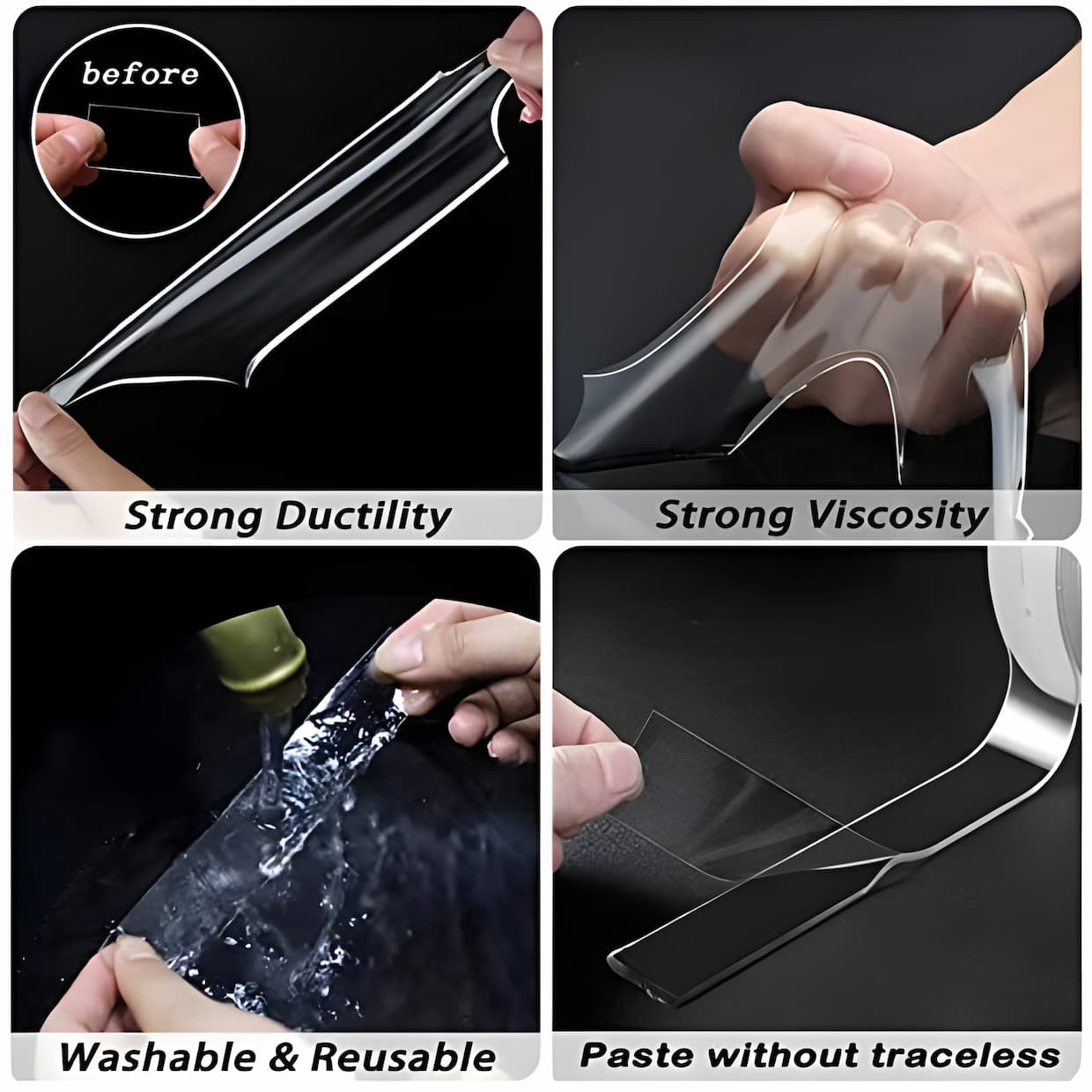 ClearTape™ Transparentes und wasserbeständiges doppelseitiges Klebeband | 1+1 GRATIS